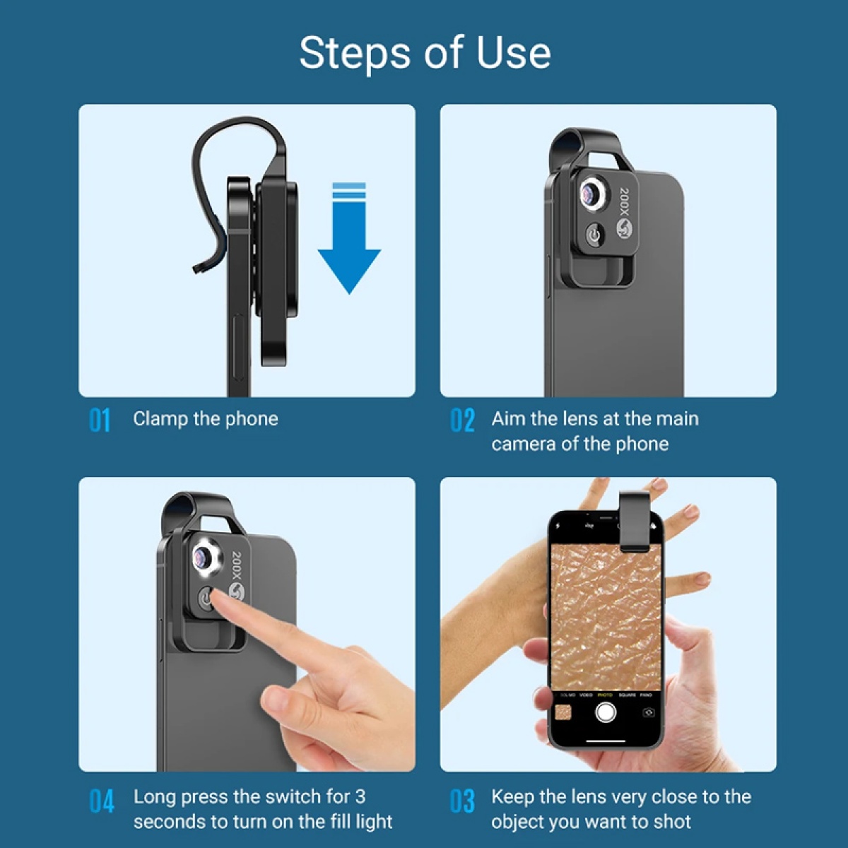 APEXEL φακός μικροσκόπιο APL-MS002 για smartphone κάμερα, 200x zoom, LED - Image 3