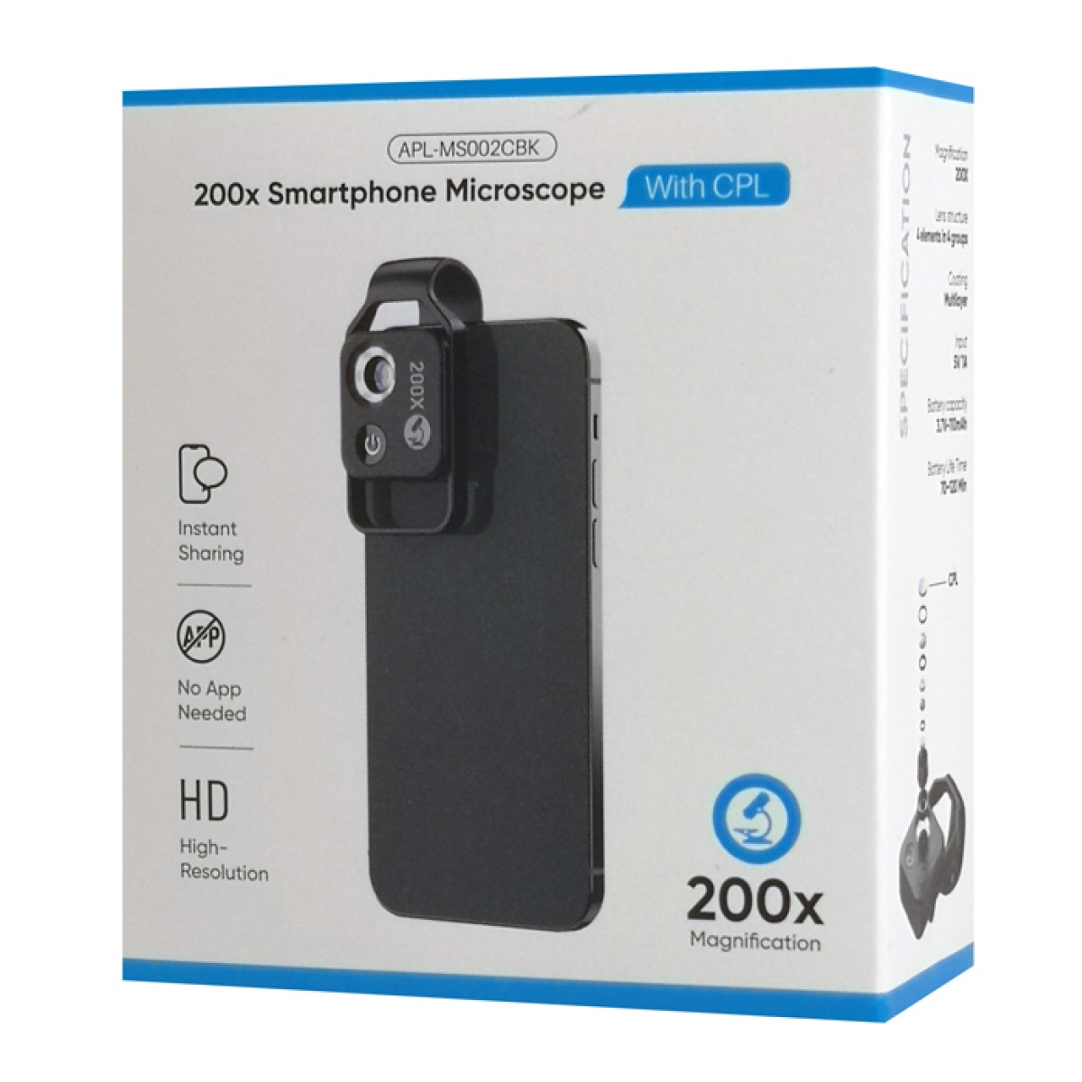 APEXEL φακός μικροσκόπιο APL-MS002 για smartphone κάμερα, 200x zoom, LED - Image 5