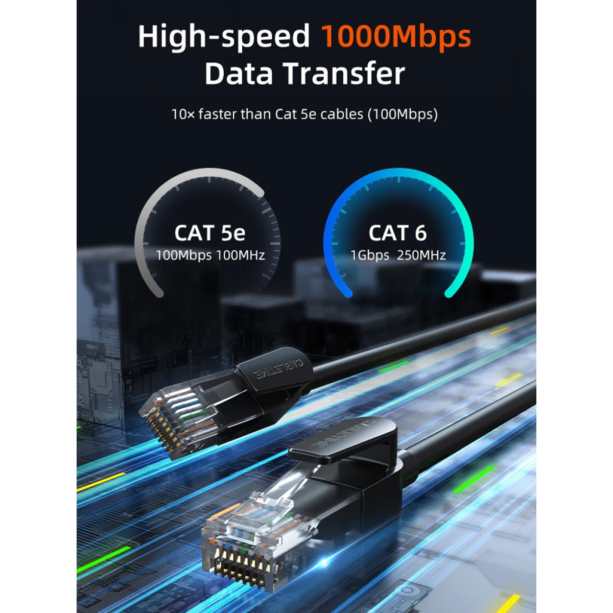 CABLETIME καλώδιο δικτύου CT-CAT6U, CAT 6 UTP, 250 MHz, CCA, 10m, μαύρο - Image 4