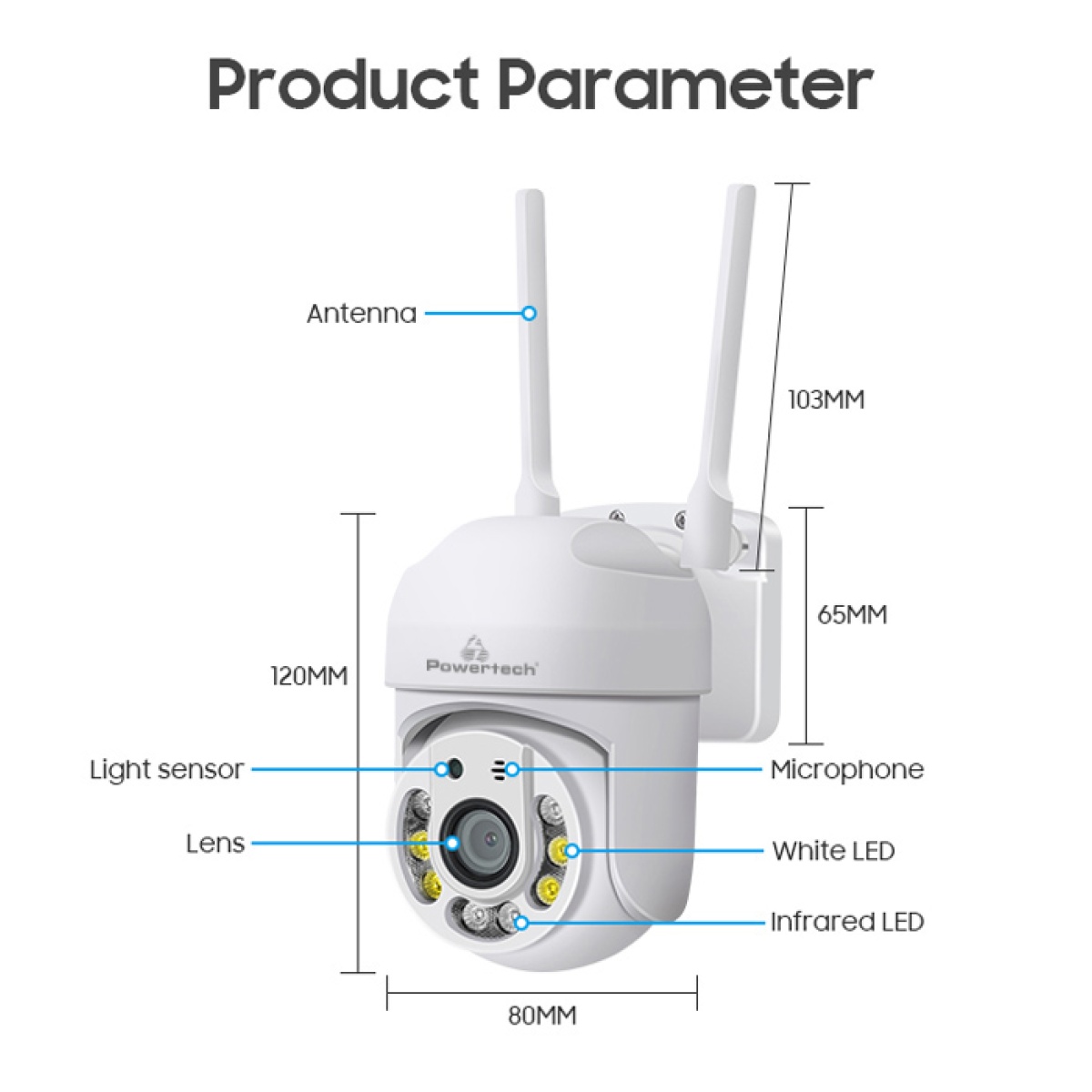 POWERTECH smart κάμερα PT-1144, 2MP, Wi-Fi, PTZ, IP65 - Image 6