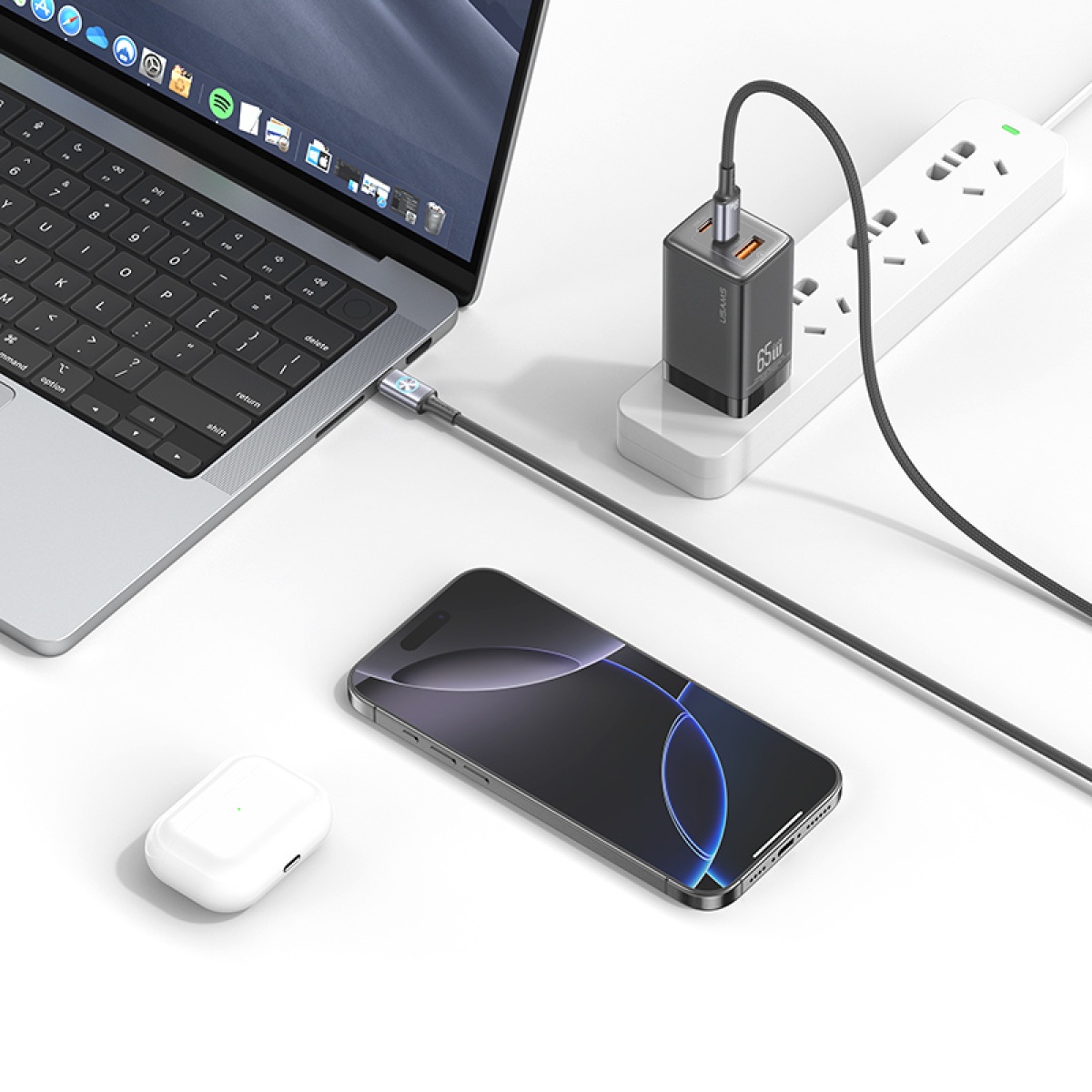 USAMS καλώδιο USB-C SJ752, 60W, 480Mbps, 1.2m, μαύρο - Image 3
