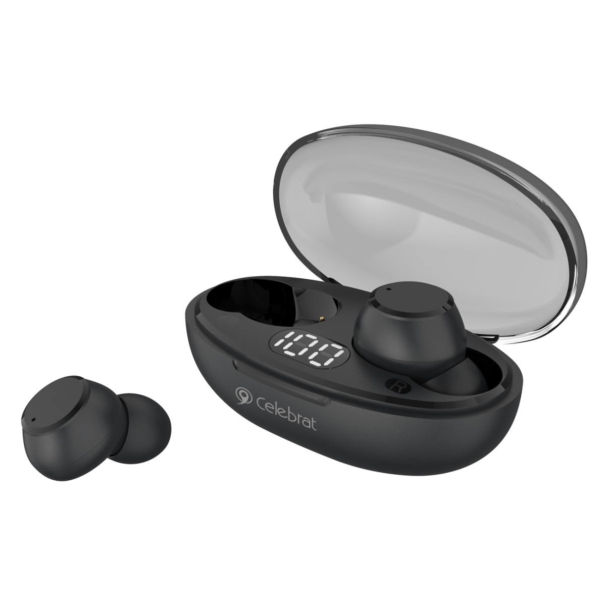 W32-BK CELEBRAT earphones με θήκη φόρτισης TWS-W32, True Wireless, Φ8mm, μαύρα - Image 1