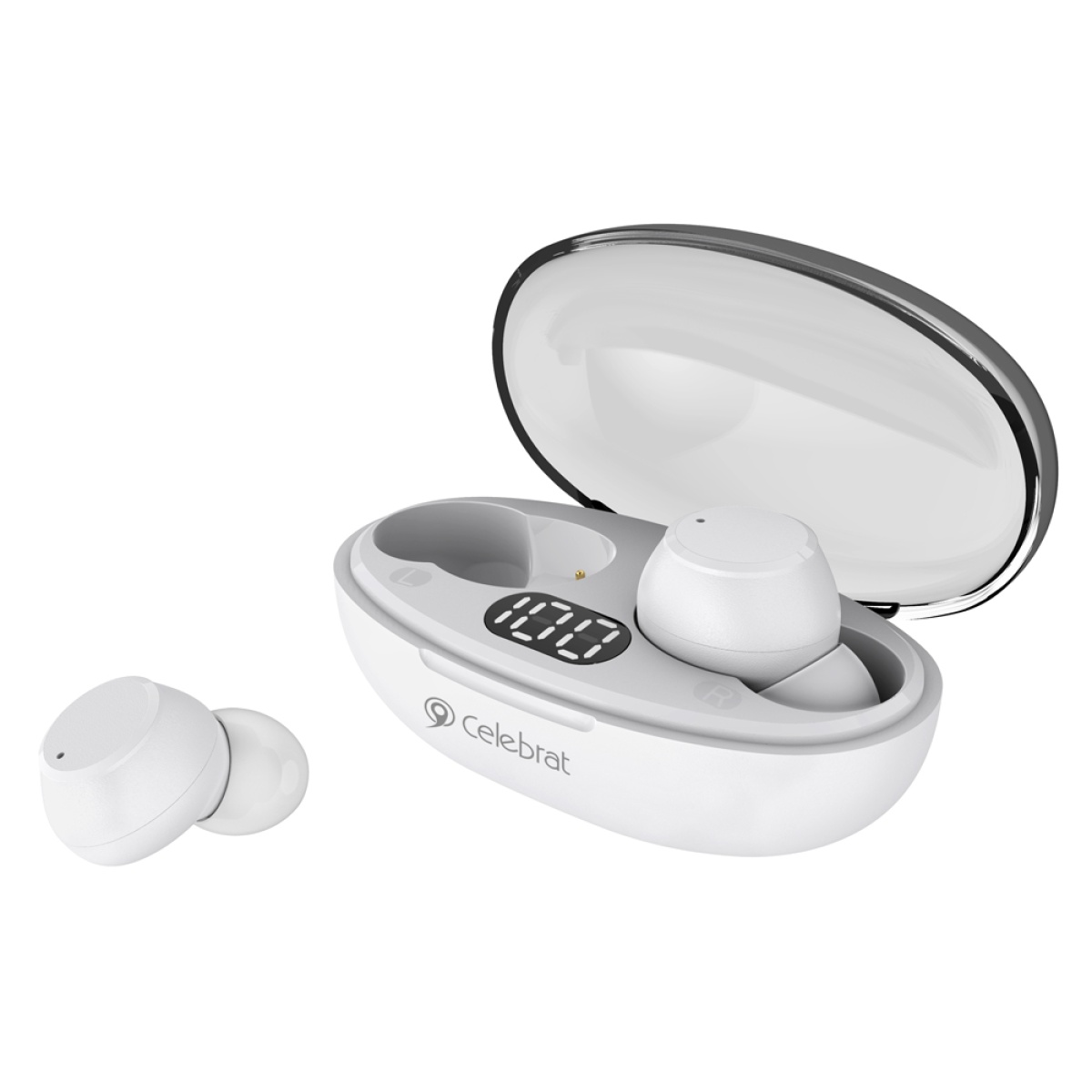 W32-WH CELEBRAT earphones με θήκη φόρτισης TWS-W32, True Wireless, Φ8mm, λευκά - Image 1