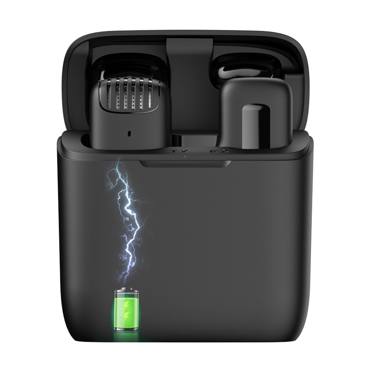 APEXEL ασύρματο μικρόφωνο APL-MIC007 με θήκη φόρτισης, USB-C, 2.4GHz, μαύρο - Image 6