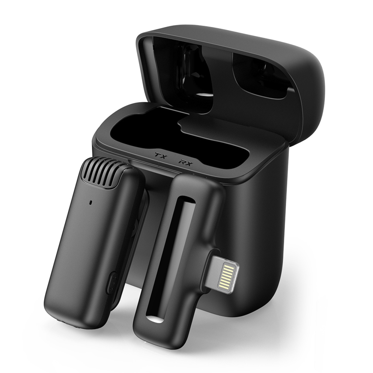 APL-MIC013 APEXEL ασύρματο μικρόφωνο APL-MIC013 με θήκη φόρτισης, Lightning, 2.4GHz, μαύρο - Image 1