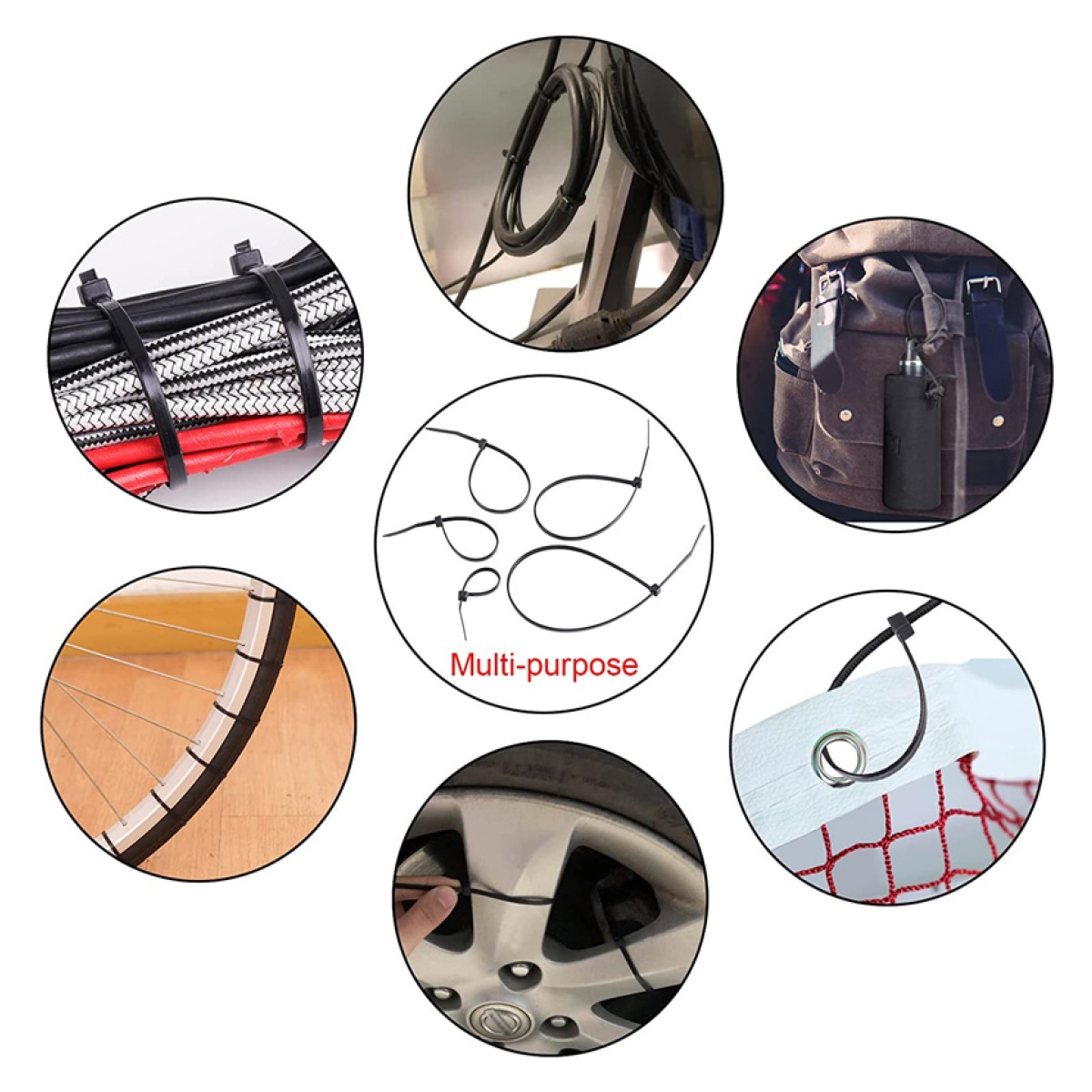 POWERTECH δεματικά καλωδίων TIES-058, 350x4.8mm, μαύρα, 100τμχ - Image 2