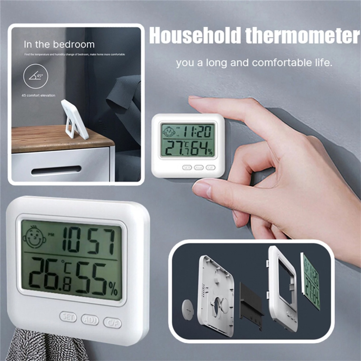 Ψηφιακό θερμόμετρο & υγρασιόμετρο AG780, λευκό - Image 2