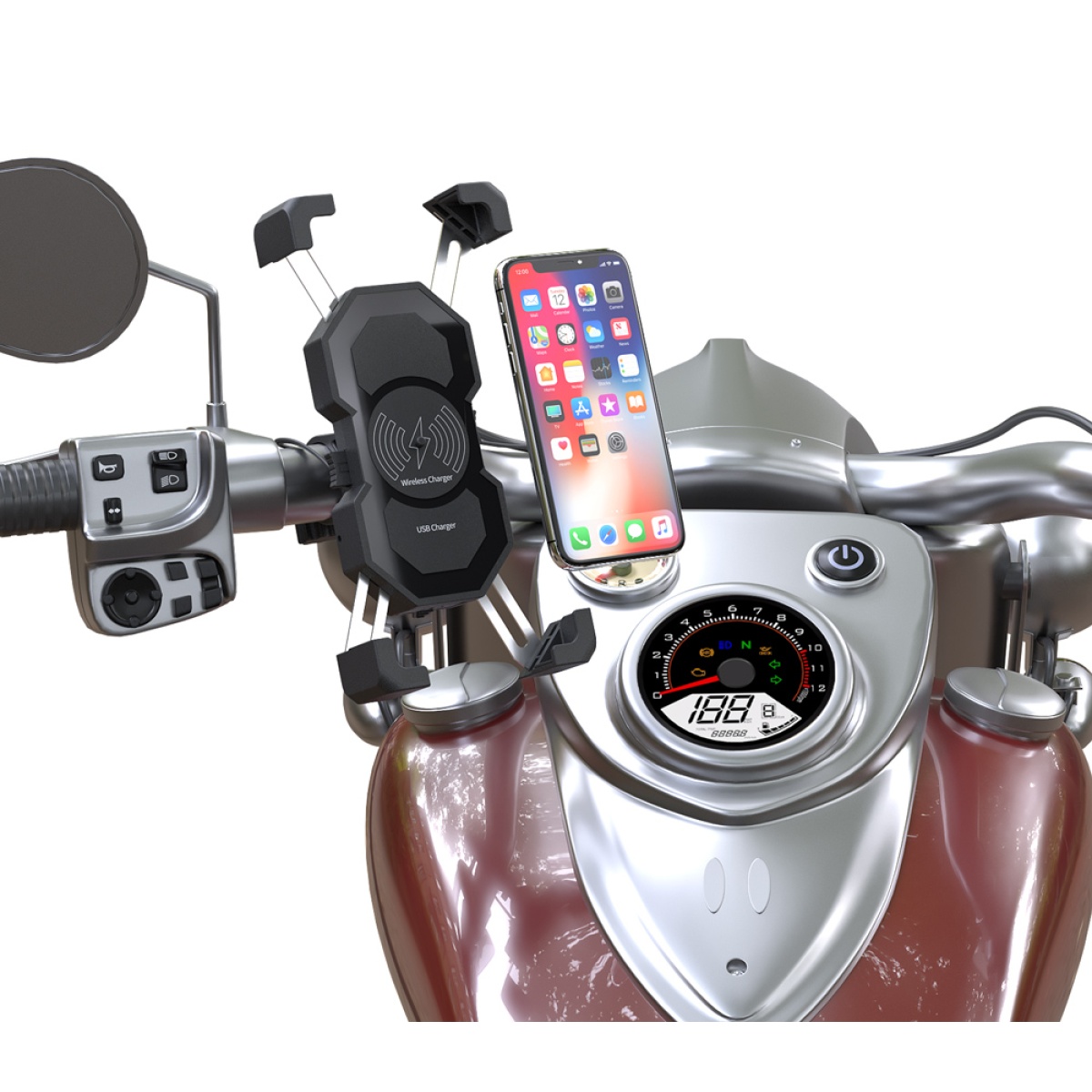 POWERTECH ασύρματος φορτιστής & βάση smartphone μοτοσυκλέτας PTL-024, 7.5W, μαύρη - Image 2