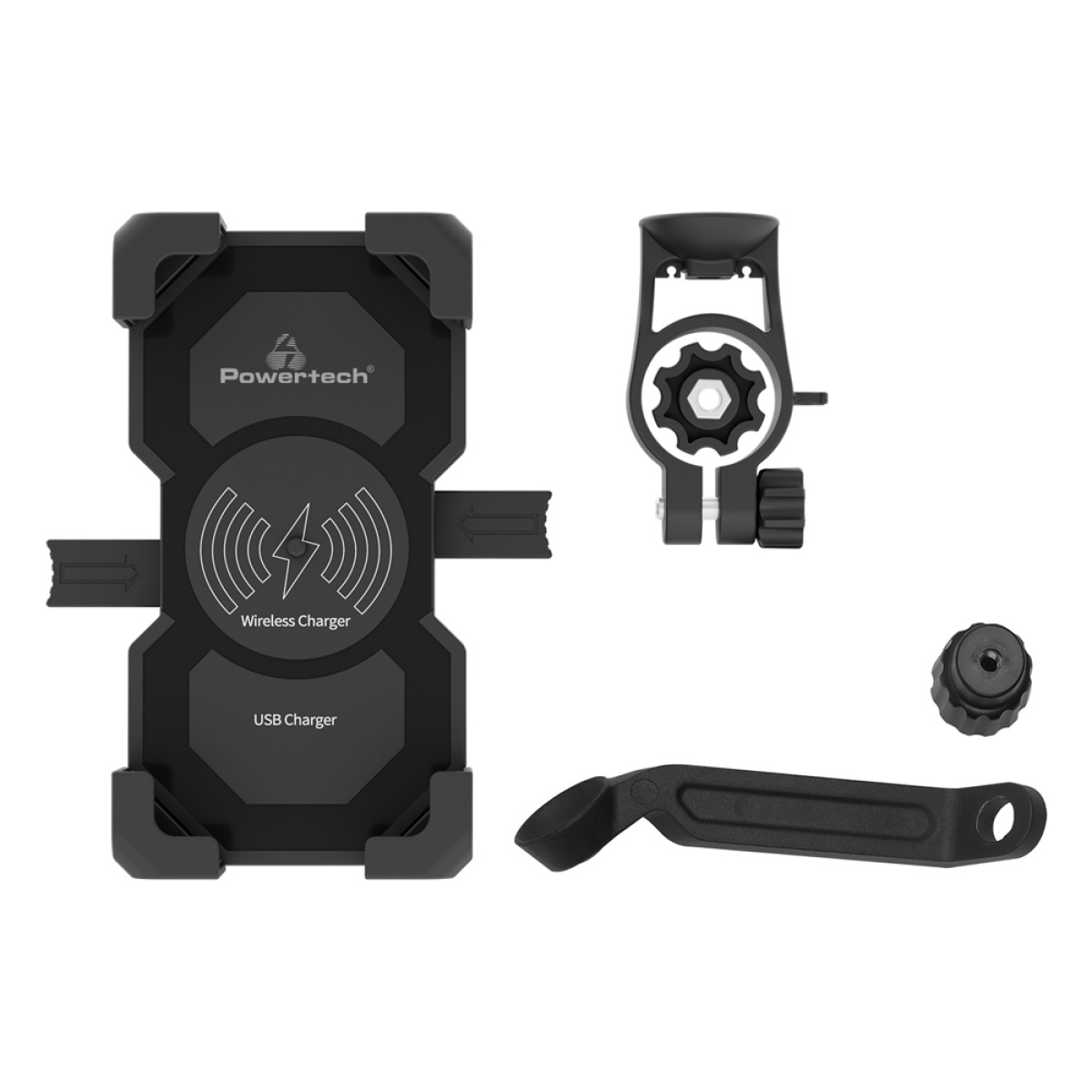 PTL-024 POWERTECH ασύρματος φορτιστής & βάση smartphone μοτοσυκλέτας PTL-024, 7.5W, μαύρη - Image 1