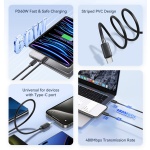 USAMS καλώδιο USB-C σε USB-C US-SJ691, 60W, 480Mbps, 1m, ροζ - Image 2