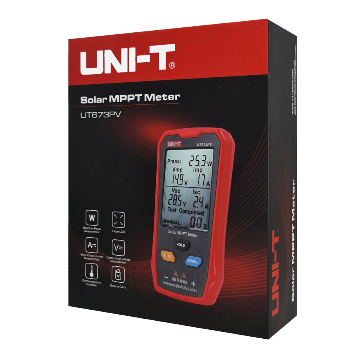 UNI-T tester φωτοβολταϊκών πάνελ UT673PV, 5~800W, 0~35A, 12~60V - Image 6
