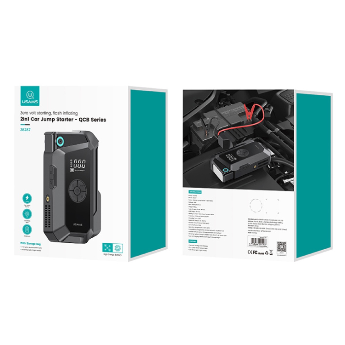 USAMS εκκινητής μπαταρίας & συμπιεστής αέρος ZB287, 12V/1000A, 150PSI, 8000mAh - Image 10
