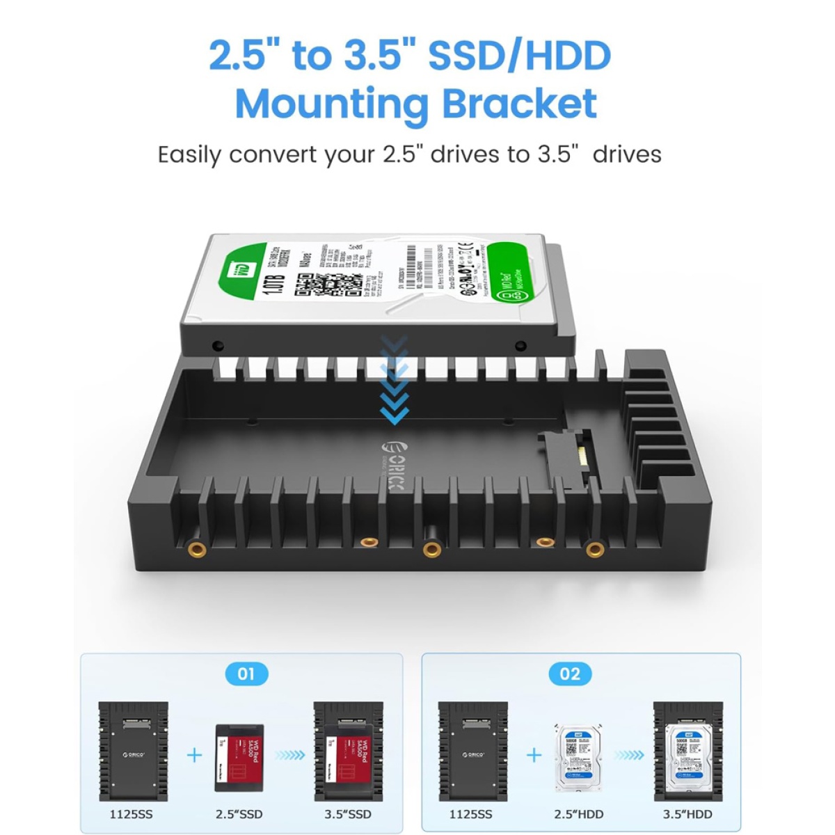 ORICO tray 3.5" για 2.5" HDD/SSD 1125SS-V1, 6Gbps, μαύρο - Image 2