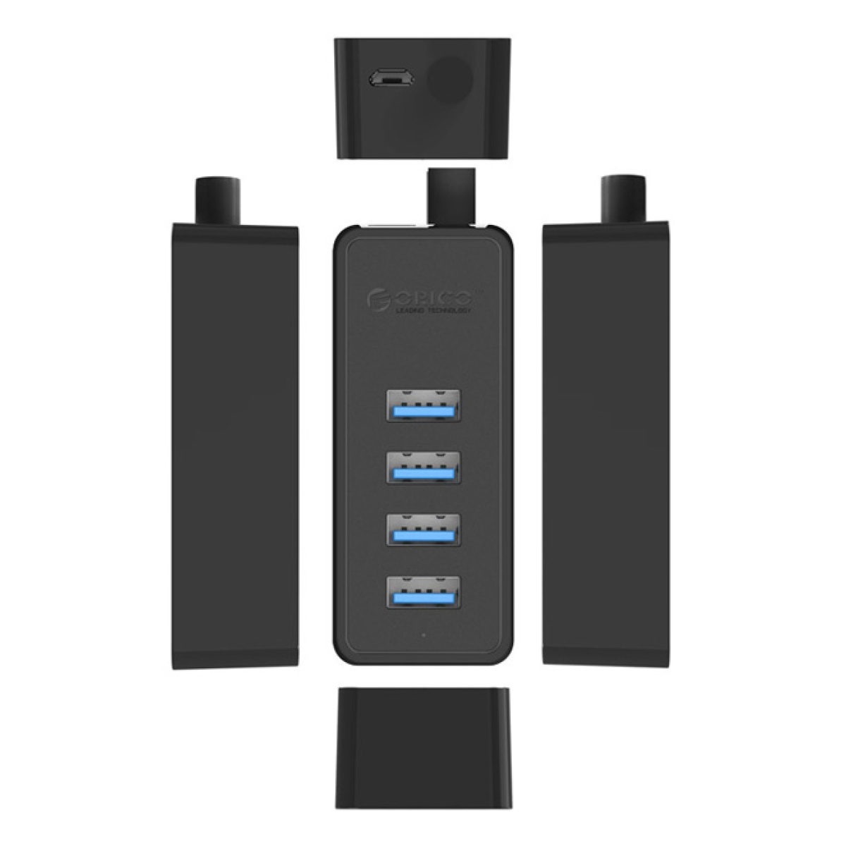 ORICO USB hub W5P-U3, 4x θύρες USB 3.0 5Gbps, USB σύνδεση, 1m καλώδιο, μαύρο - Image 4