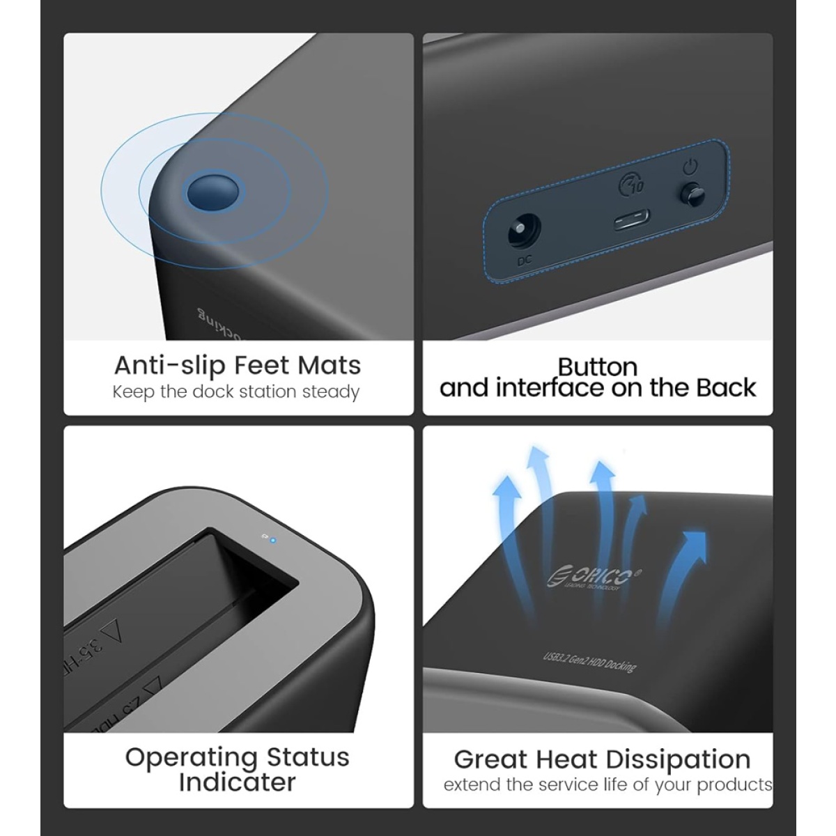 ORICO docking station για 2.5" ή 3.5" SATA HDD/SSD 6819C3-V1, 5Gbps, μαύρο - Image 3