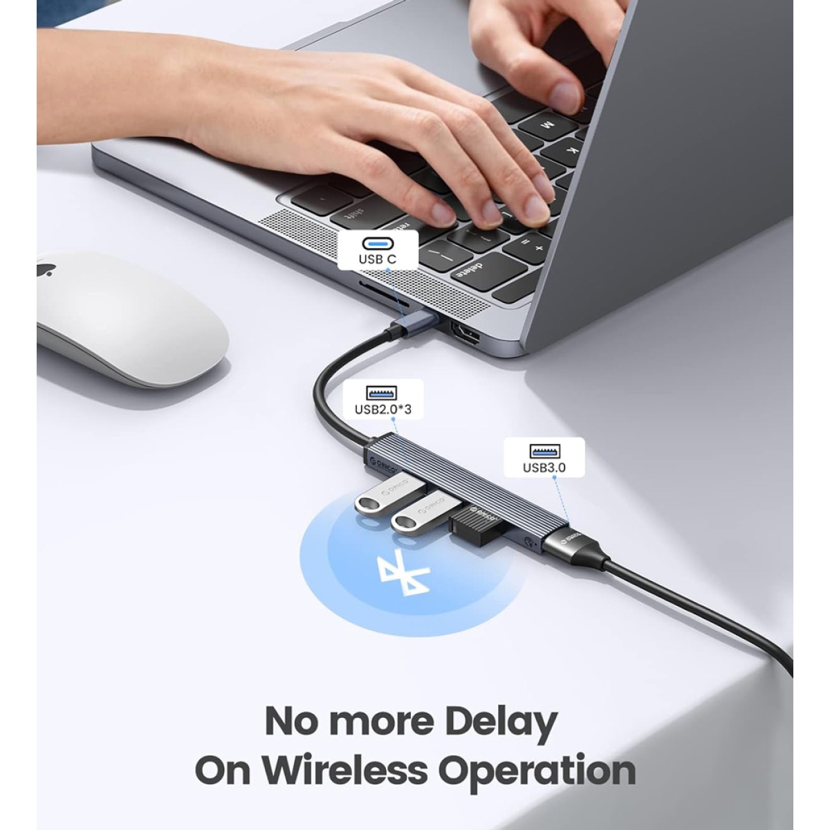 ORICO USB hub AHC2-4A, 4x θυρών, USB 3.0, 5Gbps, USB-C σύνδεση, γκρι - Image 2