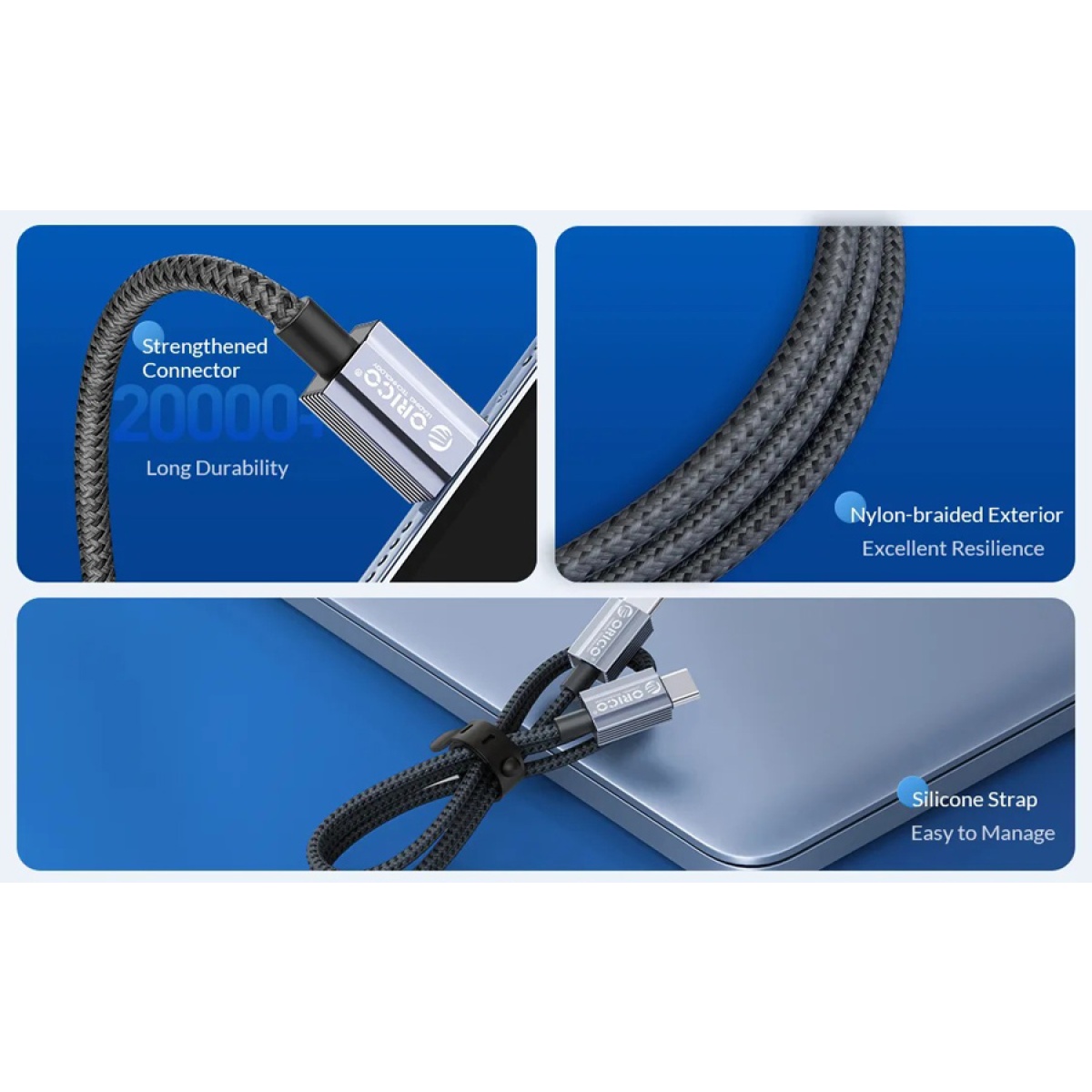 ORICO καλώδιο USB-C GQA60, 60W, 480Mbps, 1m, μαύρο - Image 3