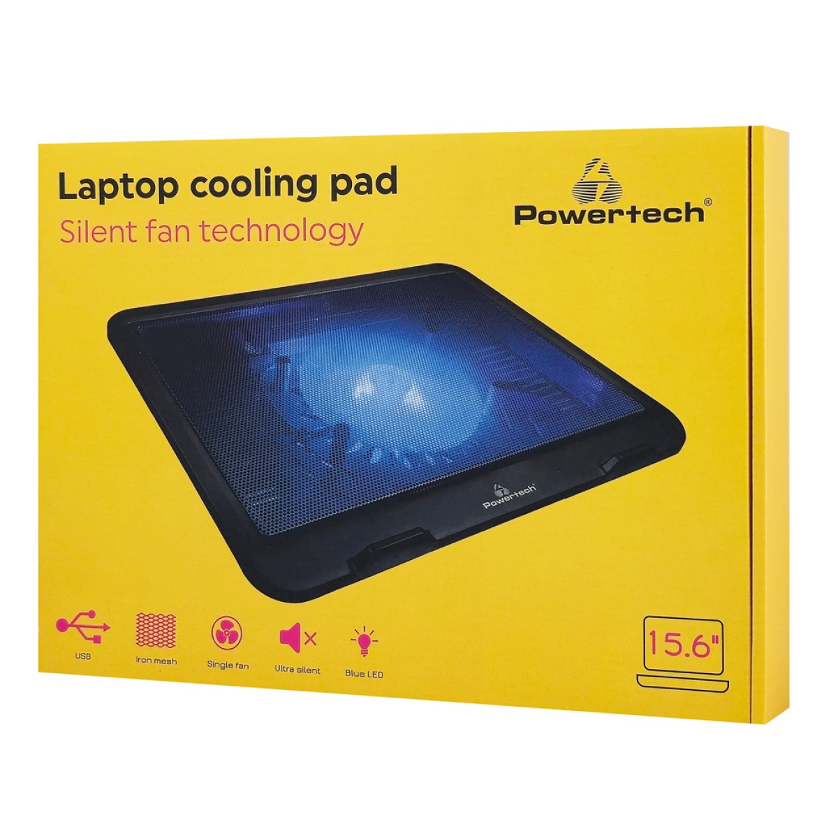 POWERTECH Βάση & ψύξη laptop PT-740 έως 15.6", 125mm fan, LED, μαύρο - Image 3
