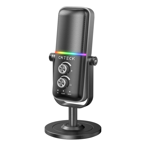 CMTECK επιτραπέζιο μικρόφωνο XM600, omnidirectional/καρδιοειδές, USB, RGB LED, μαύρο