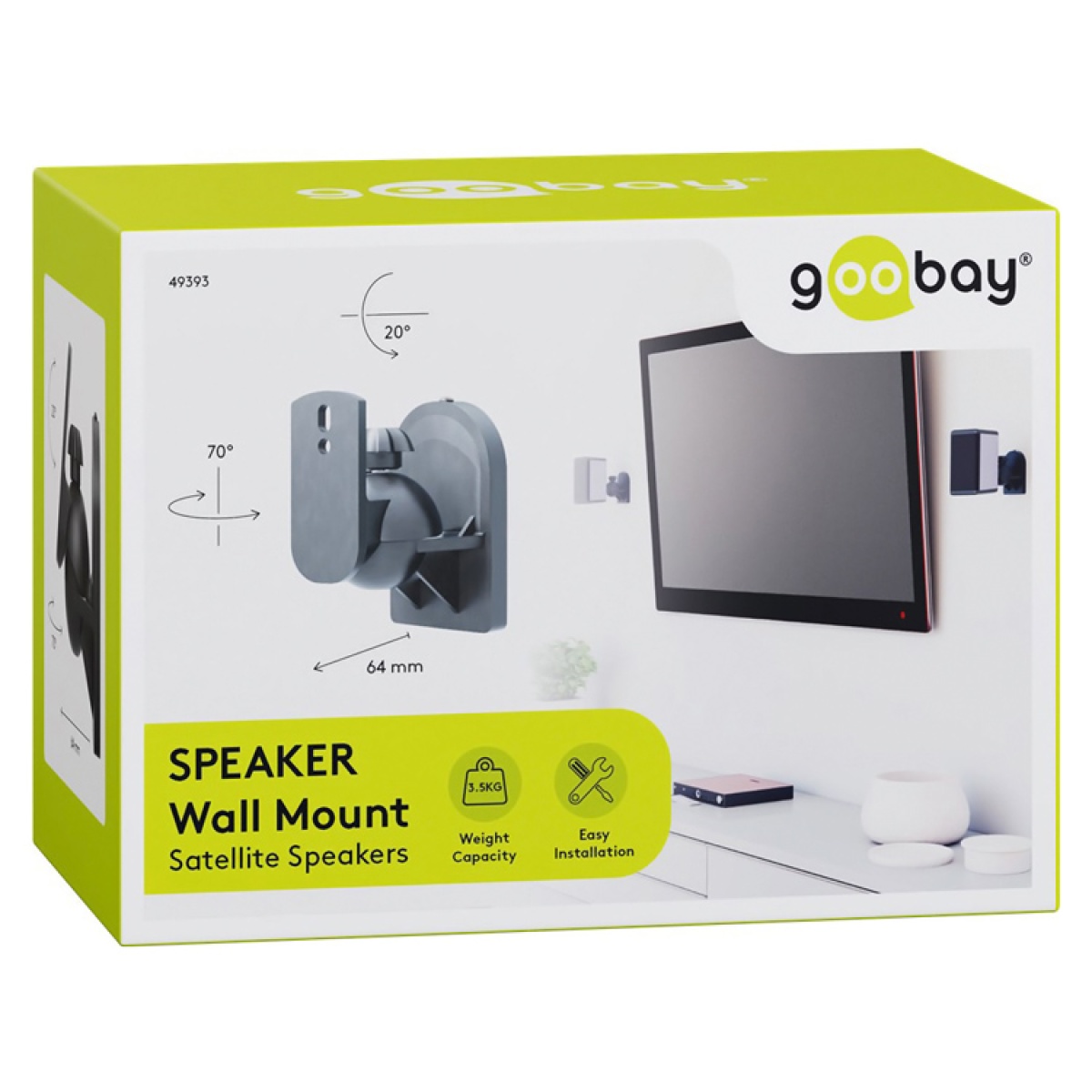 GOOBAY επιτοίχια βάση ηχείων 49393, έως 3.5kg, μαύρο - Image 6