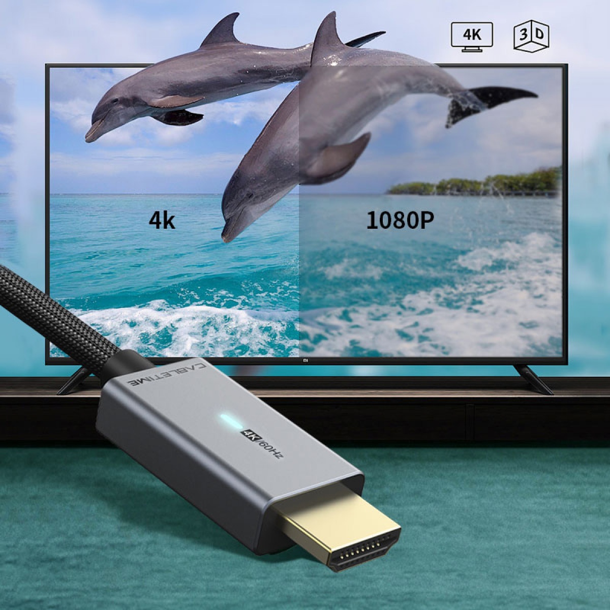CABLETIME καλώδιο mini DisplayPort σε HDMI CT-P03G4K, 4K, 1.8m, μαύρο - Image 2