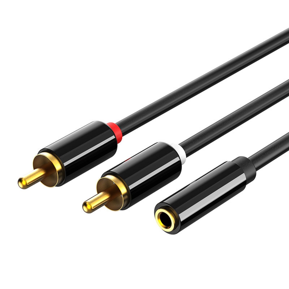 5210131039519 CABLETIME καλώδιο ήχου 3.5mm σε 2x RCA CT-H12G, 20cm, μαύρο - Image 1