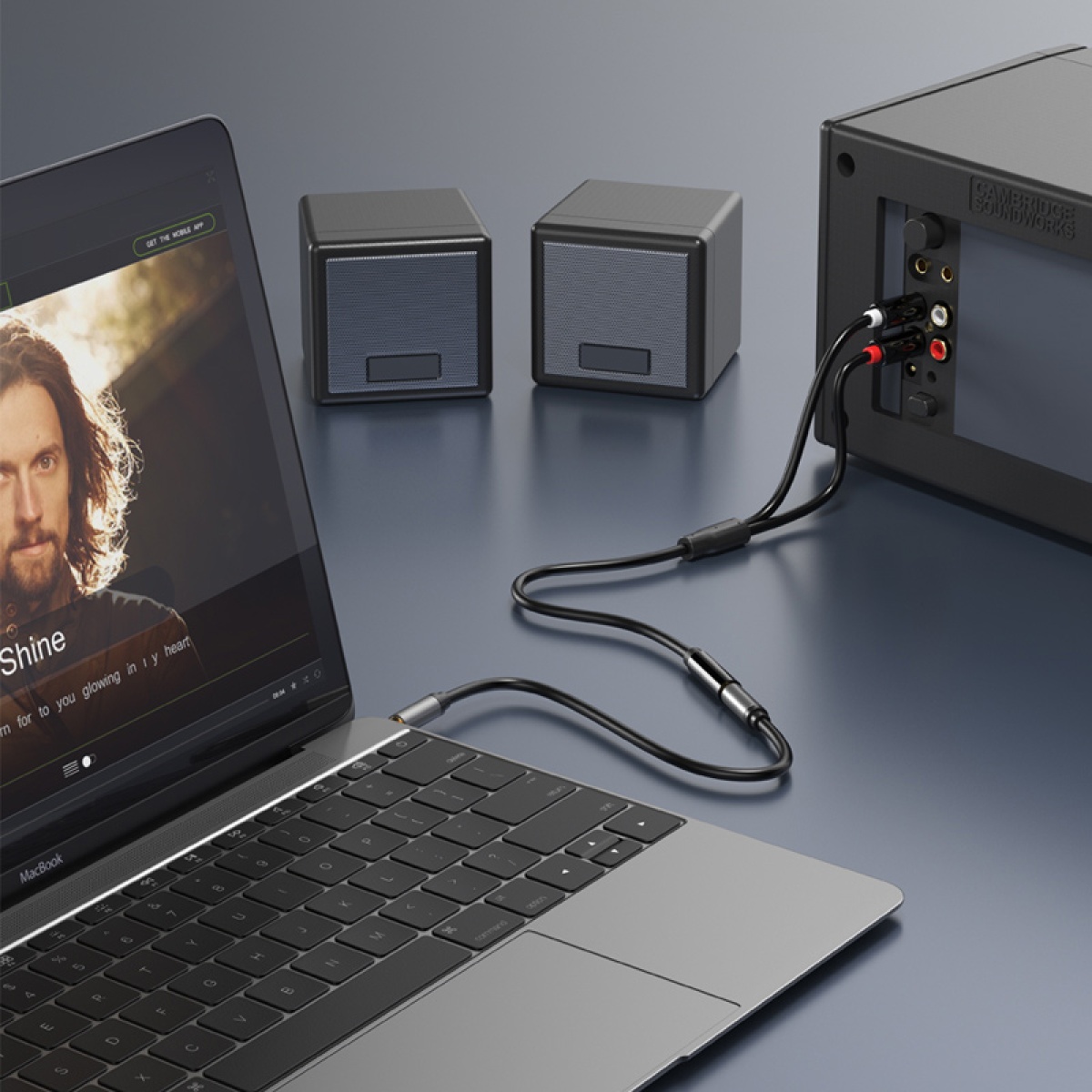 CABLETIME καλώδιο ήχου 3.5mm σε 2x RCA CT-H12G, 20cm, μαύρο - Image 3