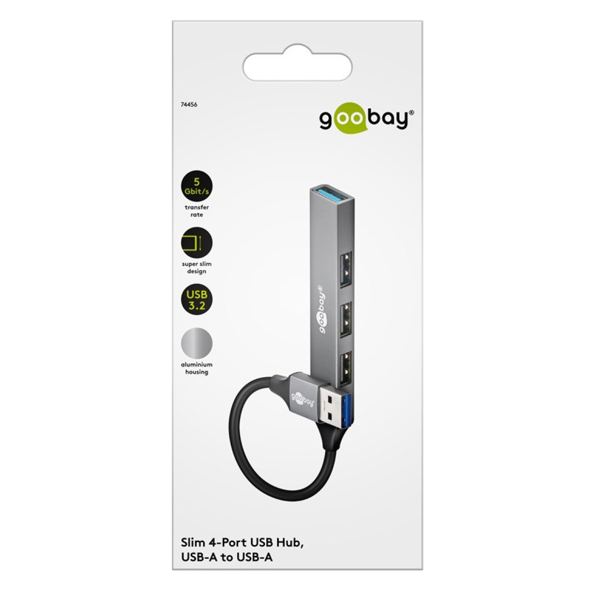 GOOBAY USB hub 74456, 4x θυρών, USB 3.2, 5Gbps, USB σύνδεση, γκρι - Image 8