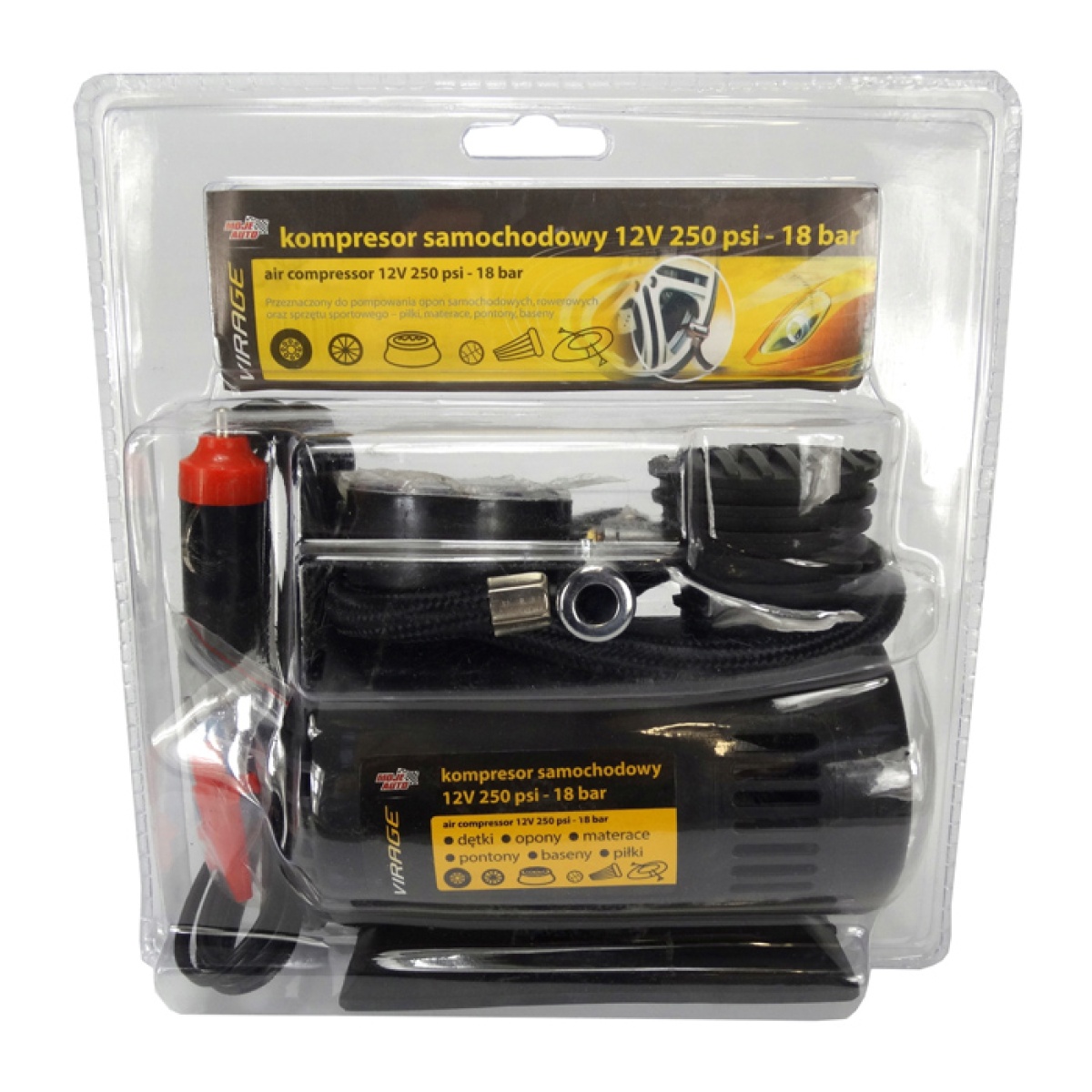 MOJE AUTO συμπιεστής αέρος αυτοκινήτου 93-015 με μανόμετρο, 12V, 250PSI - Image 2