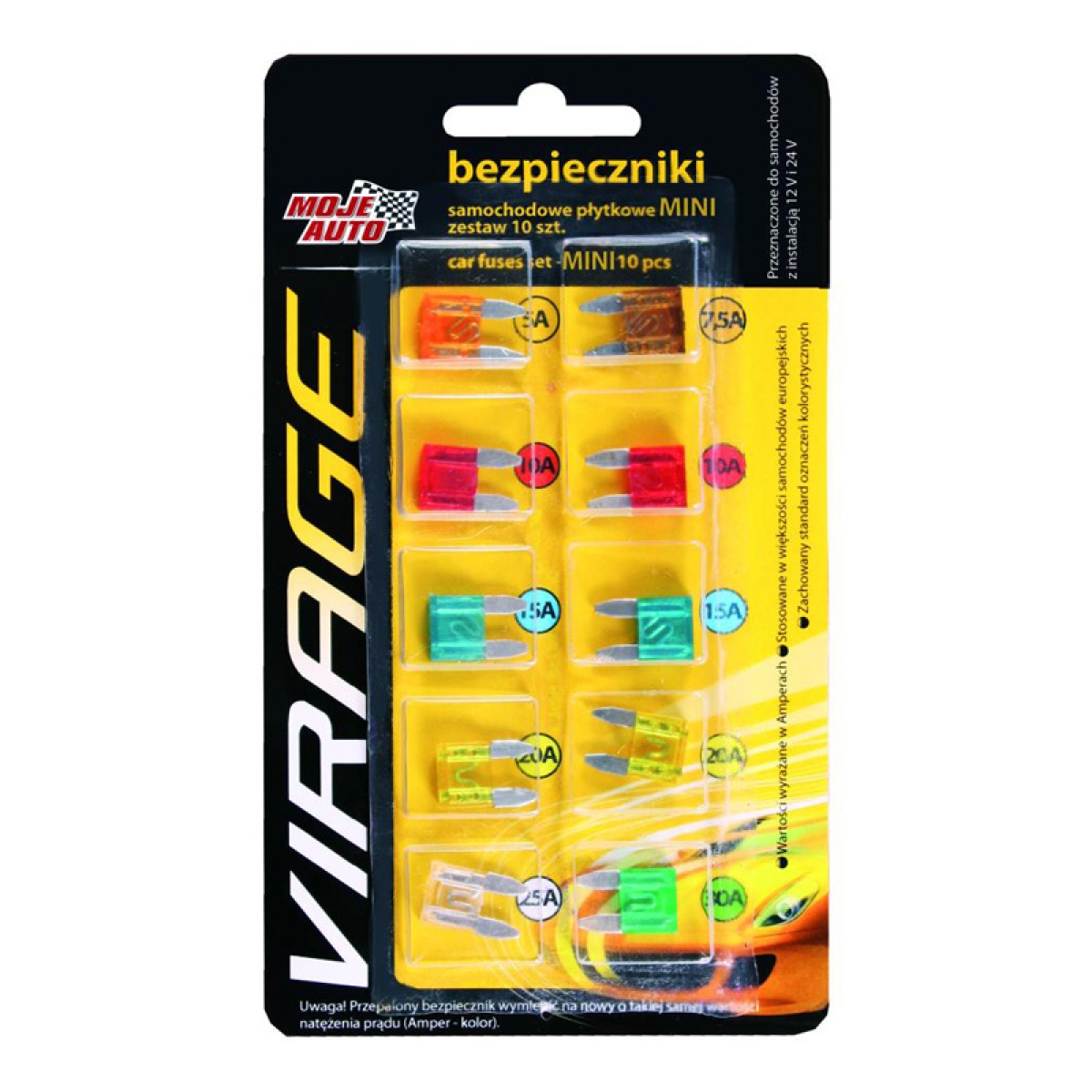 94-016 MOJE AUTO σετ μαχαιρωτών ασφαλειών αυτοκινήτου 94-016, 10τμχ - Image 1