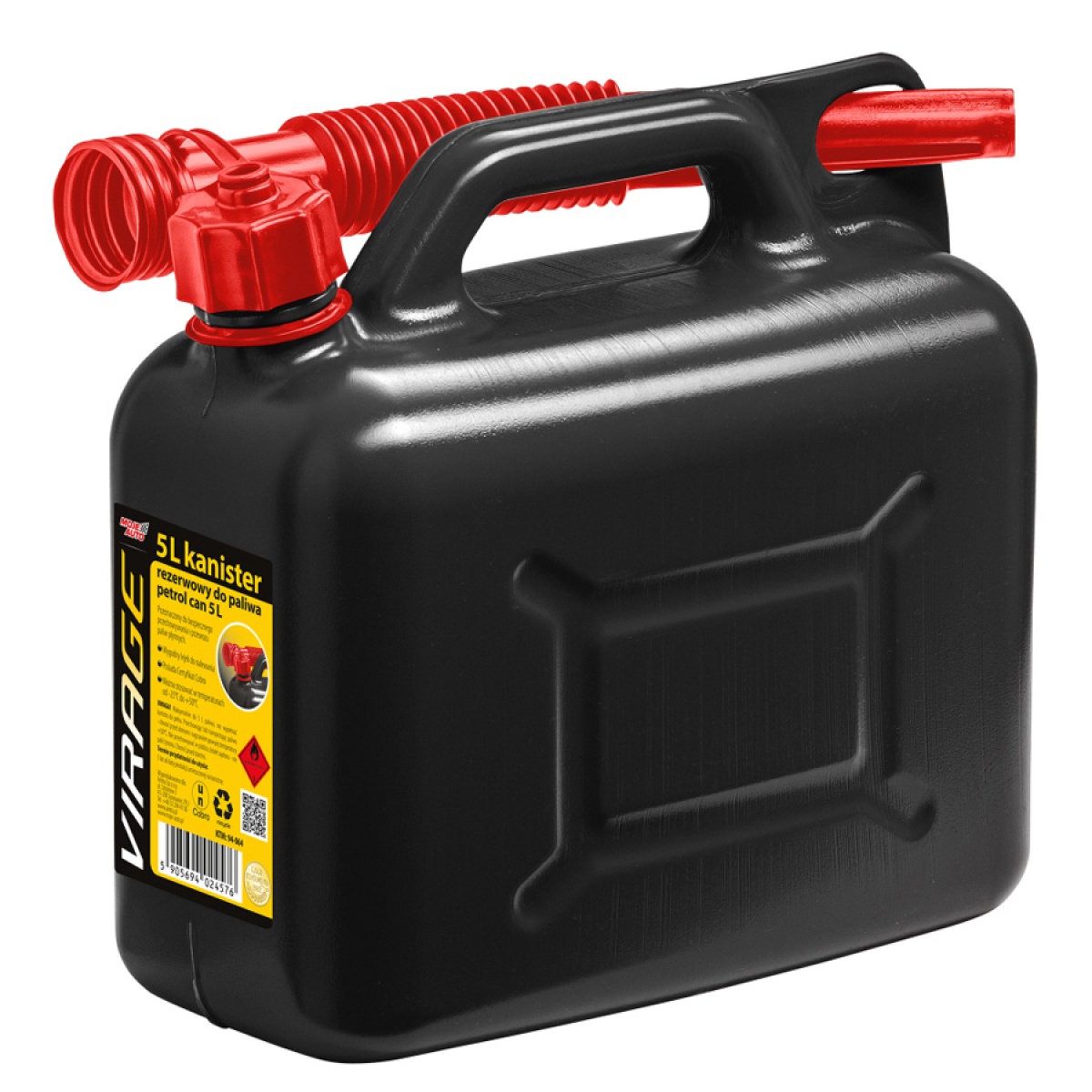 MOJE AUTO δοχείο καυσίμων 94-064 με σπιράλ, πλαστικό, 5lt, μαύρο - Image 1