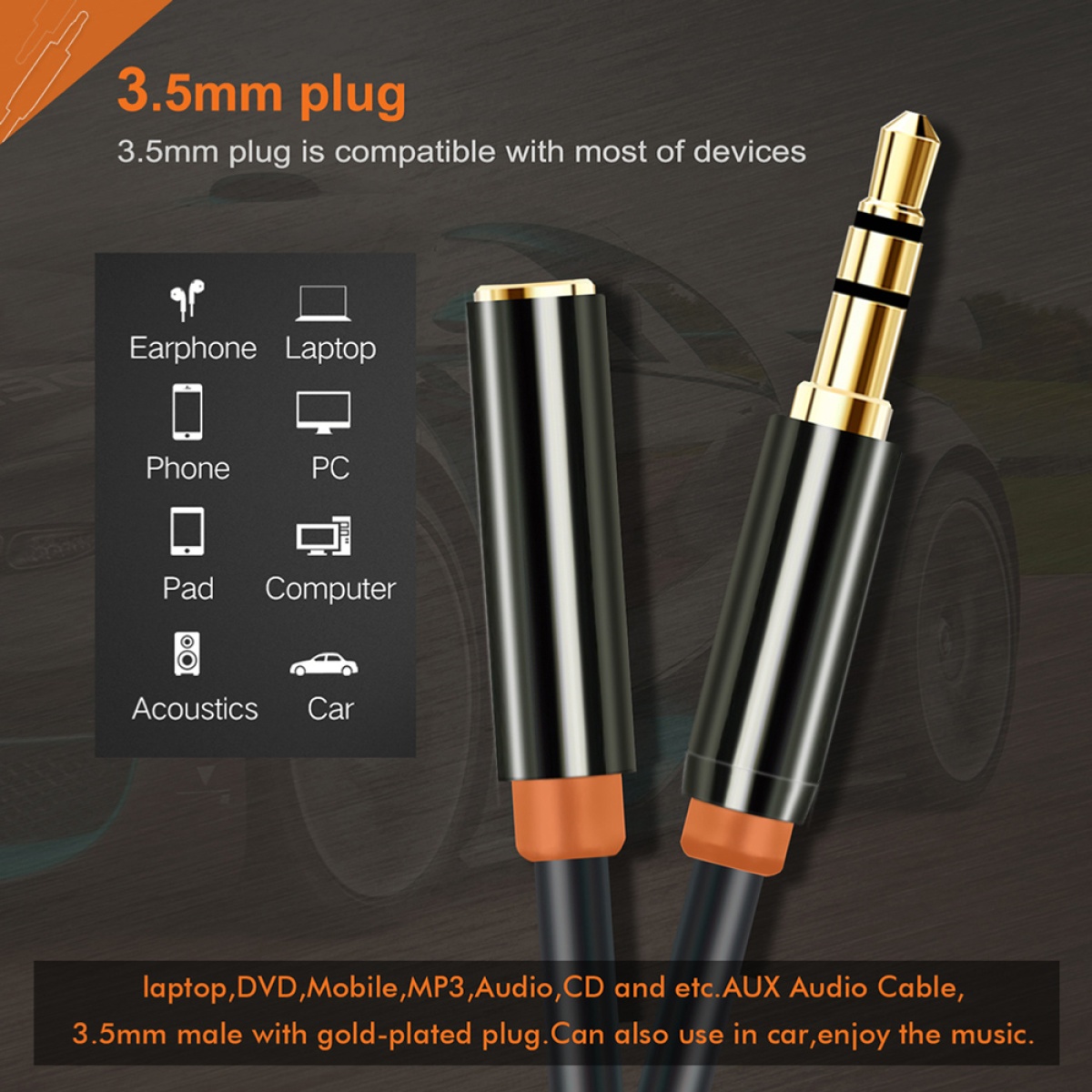 CABLETIME καλώδιο προέκτασης ήχου 3.5mm CT-AV311-P11FG, gold plated, 1.5m, μαύρο - Image 5