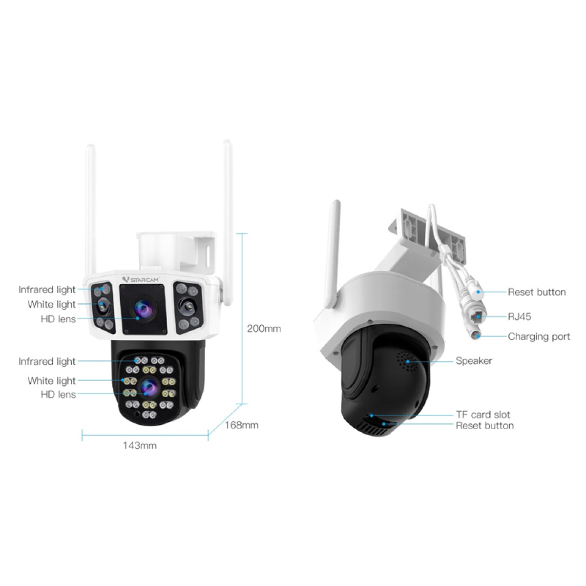 VSTARCAM smart κάμερα CS667DR, dual lens, 3MP, WiFi, SD, PTZ, IP66 - Image 3