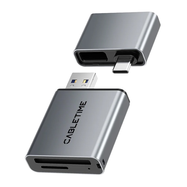 CABLETIME card reader CT-ACCD3-AG για SD & micro SD, USB 3.0, 5Gbps, γκρι