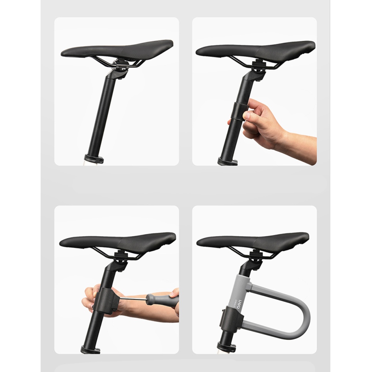 DELI κλειδαριά πέταλο ποδηλάτου με κλειδί DL508102, 126x196mm, γκρι - Image 5