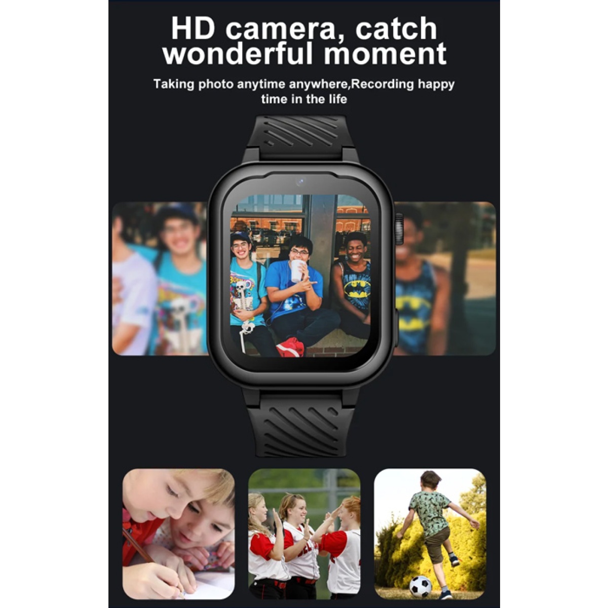 INTIME GPS smartwatch για παιδιά IT-061, 1.85", κάμερα, 4G, IPX7, μαύρο - Image 3