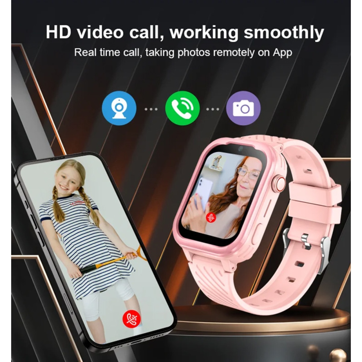 INTIME GPS smartwatch για παιδιά IT-061, 1.85", κάμερα, 4G, IPX7, μαύρο - Image 4