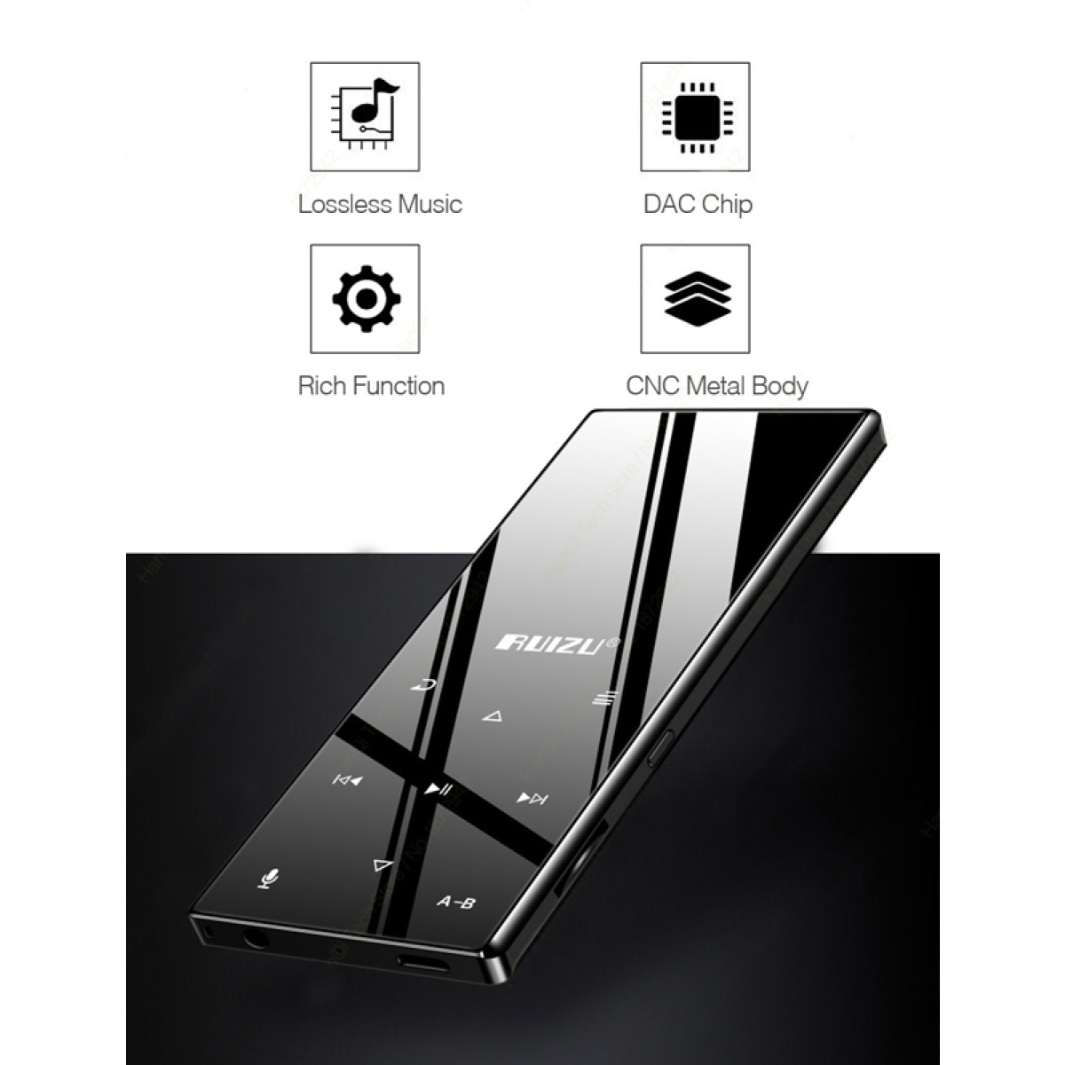 RUIZU MP3 player D29 με ηχείο, 1.8", 16GB, BT, ελληνικό μενού, μαύρο - Image 3