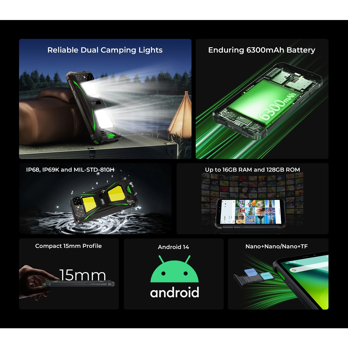 OUKITEL smartphone G5, 6", 4/128GB, 6300mAh, IP68/IP69K, μαύρο - Image 2