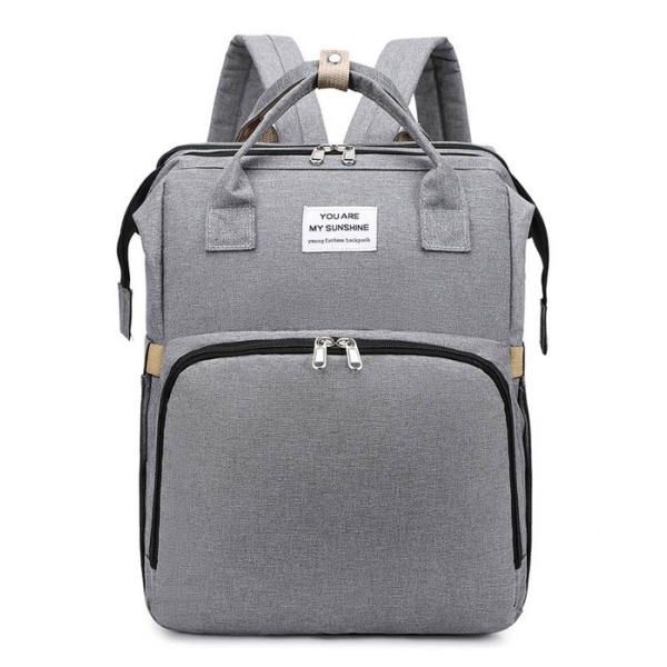 2 σε 1 τσάντα πλάτης & παιδικό κρεβατάκι TMV-0055, αδιάβροχη, γκρι