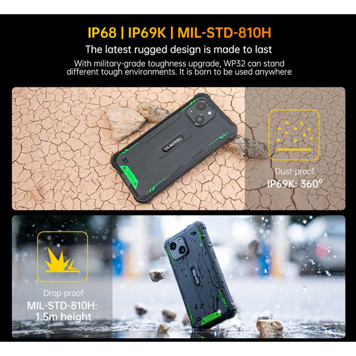 OUKITEL smartphone WP32, 6", 4/128GB, 6300mAh, IP68/IP69K, πορτοκαλί - Image 2