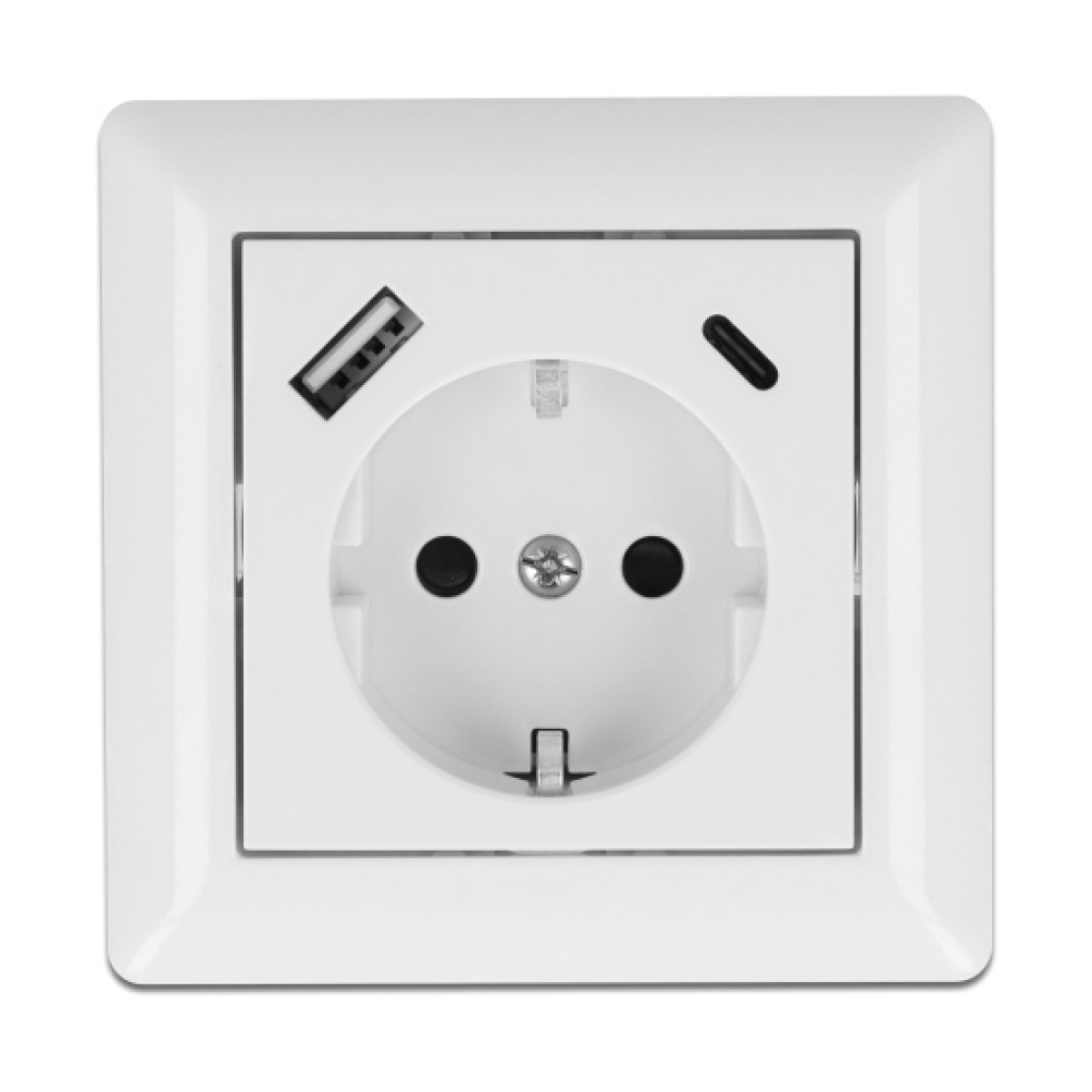 DELOCK πρίζα τοίχου 11489 με θύρες φόρτισης USB & USB Type-C 3.4A, λευκή - Image 1