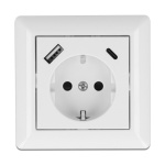 DELOCK πρίζα τοίχου 11489 με θύρες φόρτισης USB & USB Type-C 3.4A, λευκή