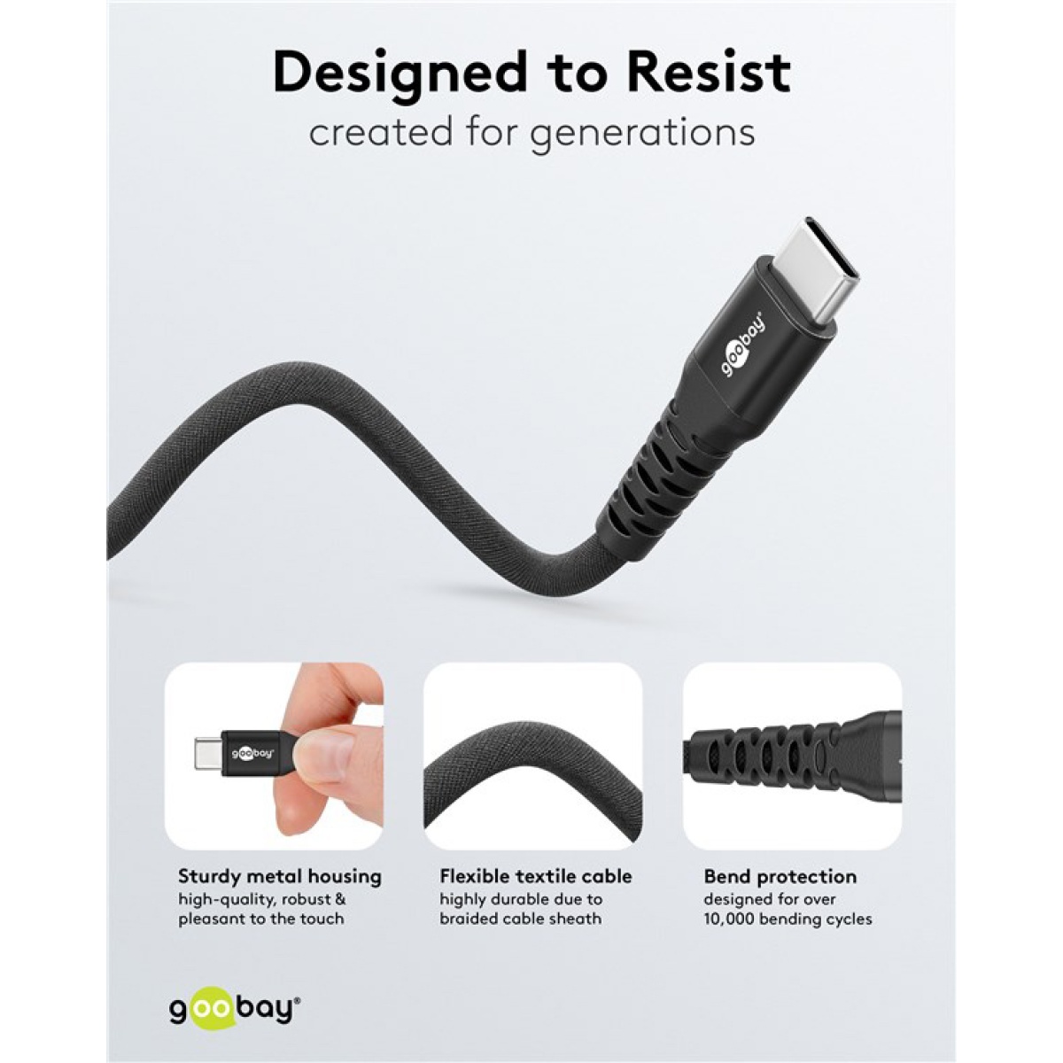 GOOBAY καλώδιο USB-C 73955, 60W, 480Mbps, 3m, μαύρο - Image 5