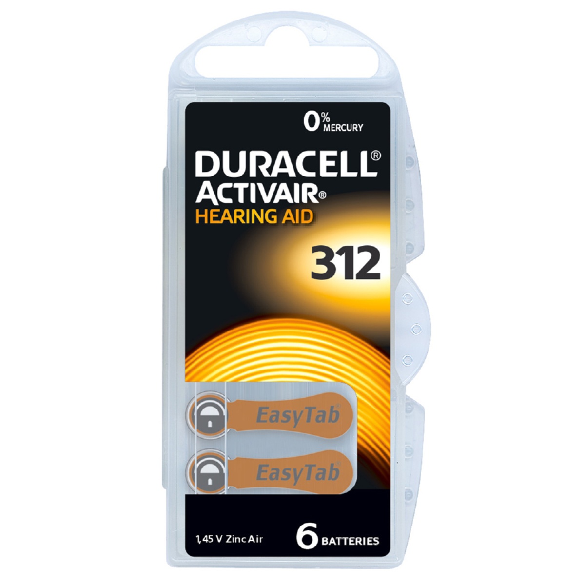 DURACELL μπαταρίες ακουστικών βαρηκοΐας Activair 312, 1.45V, 6τμχ - Image 1