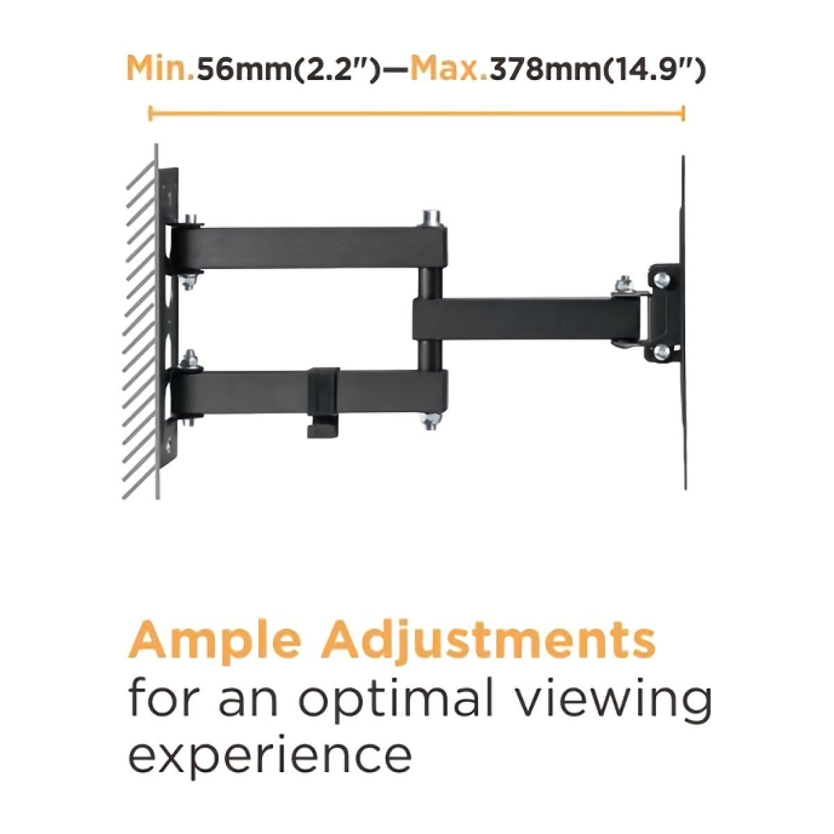 POWERTECH επιτοίχια βάση τηλεόρασης PT-1129, 23-43", έως 30kg, full motion - Image 3