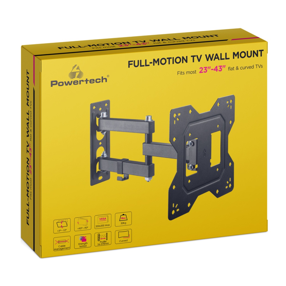 POWERTECH επιτοίχια βάση τηλεόρασης PT-1129, 23-43", έως 30kg, full motion - Image 6