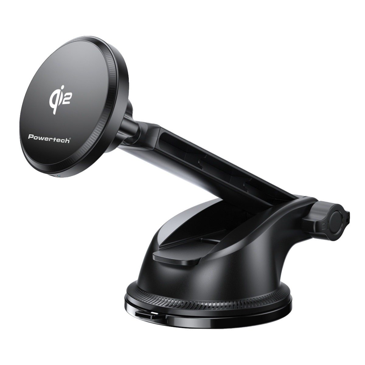 POWERTECH ασύρματος φορτιστής & βάση smartphone αυτοκινήτου PT-1492, Qi2, 15W, μαύρος - Image 1