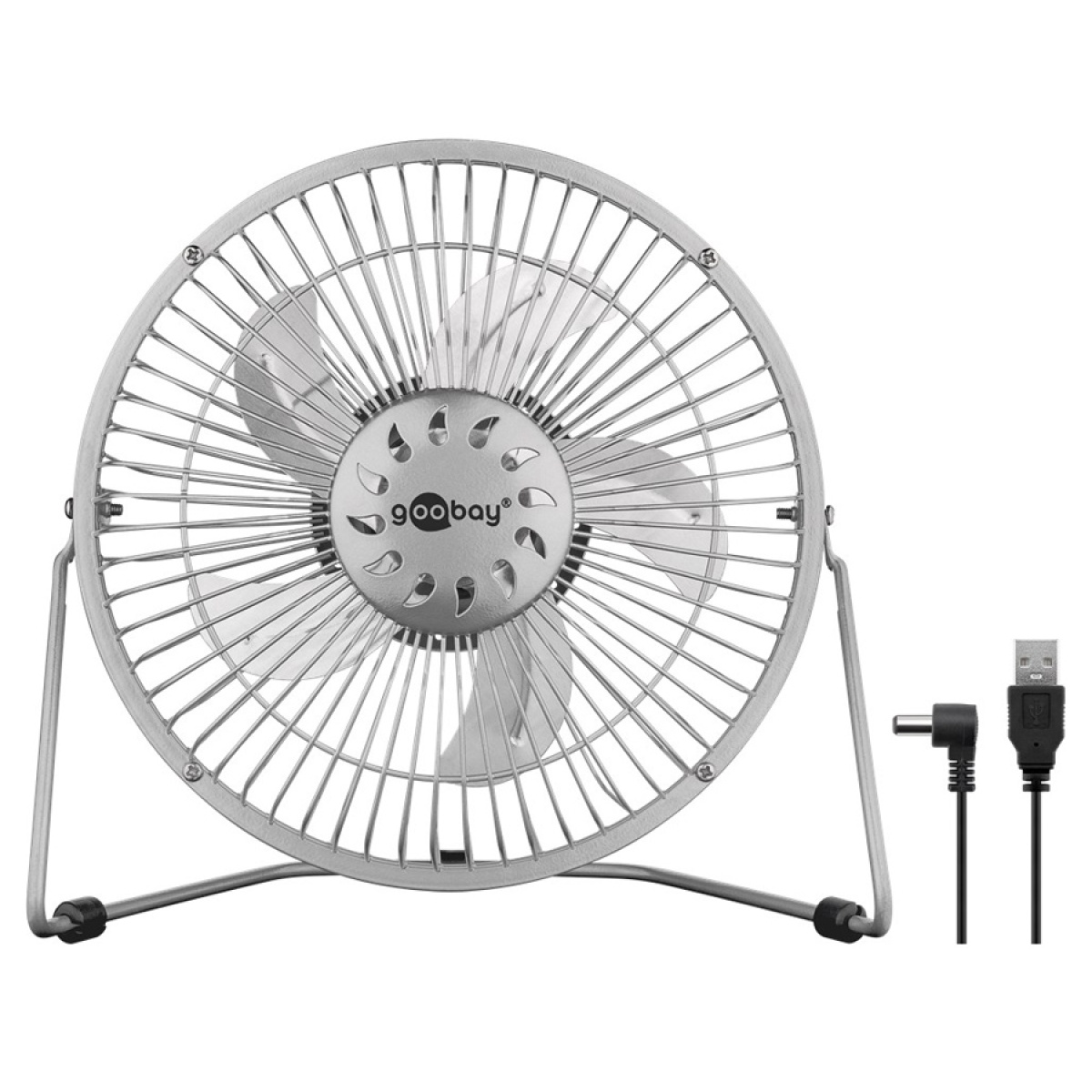62062 GOOBAY επιτραπέζιος ανεμιστήρας 62062, 8", USB, ασημί - Image 1