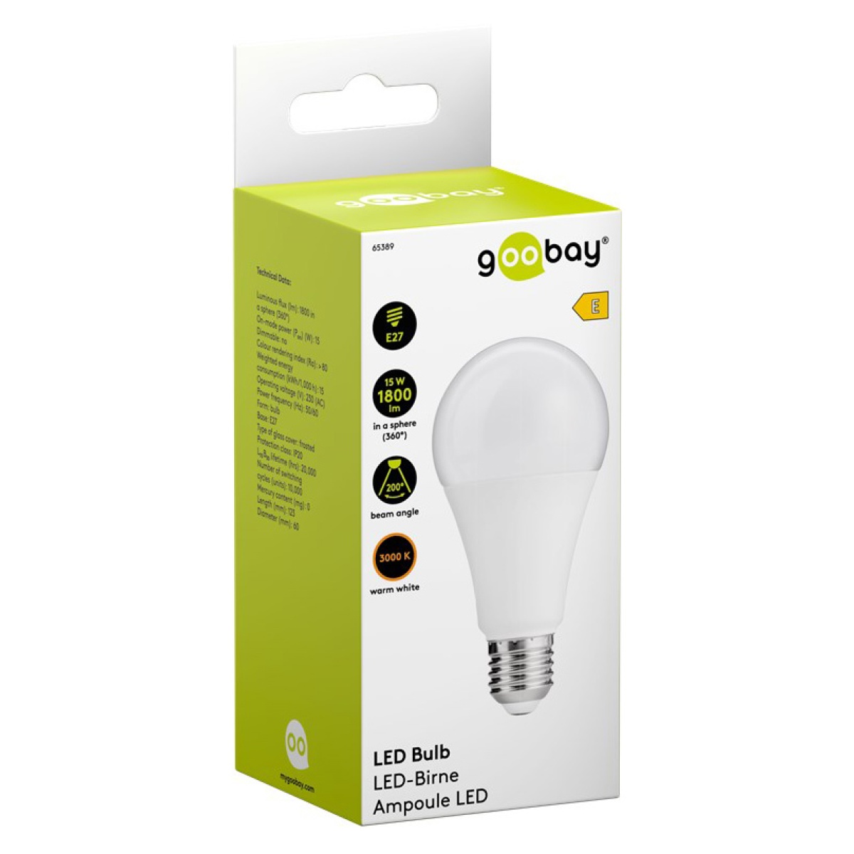 GOOBAY LED λάμπα bulb 65389, E27, 15W, 3000K, 1800lm - Image 3